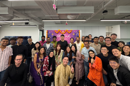 a team photo of audax employees during Deepavali festivities to celebrate diversity